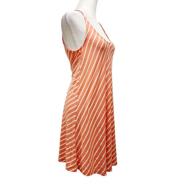 Orange & White Striped Sleeveless A-Line Dress Medium Lightweight Casual Size M - Picture 16 of 16